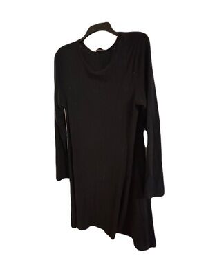 Black Long Sleeve Asymmetric Tunic Top